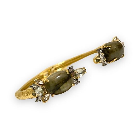 ❤️SOLD❤️Alexis Bittar Crystal Elements Open Cuff 10K Gold Plated Bracelet - Picture 6 of 9